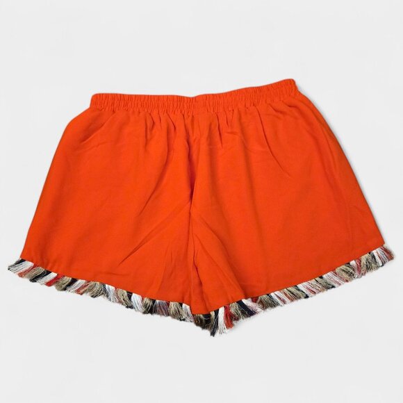 Anthropologie Chloe Oliver Festival shorts Red S Bold Boho Fringe Vacation NWT - Picture 3 of 11